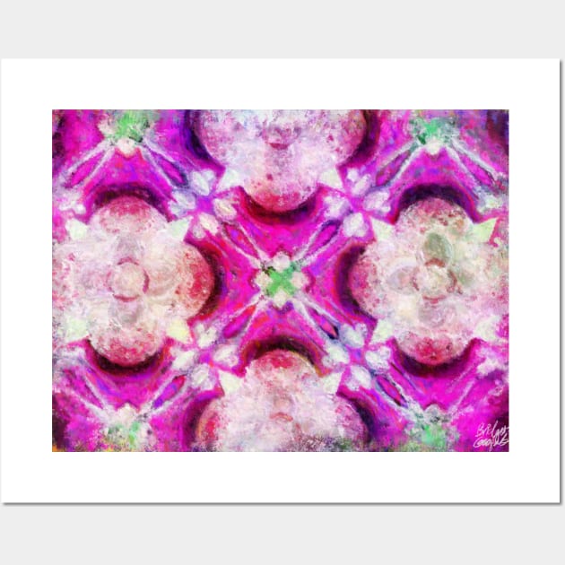 Tea cups and Teaspoons Kaleidoscope Abstract Impressionist Painting Wall Art by BonBonBunny